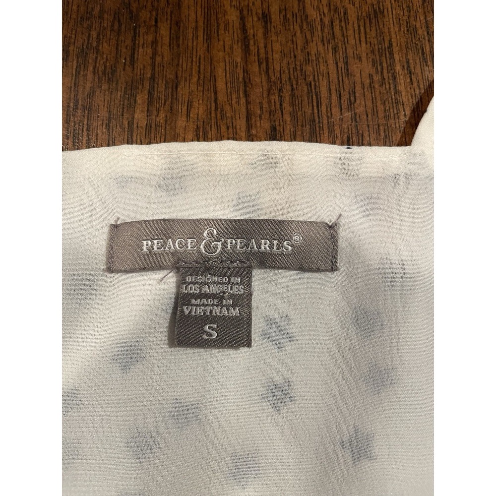 Peace and pearls Women's Size‎ S camisole Blue White Star Print Coastal Beach - Picture 3 of 9